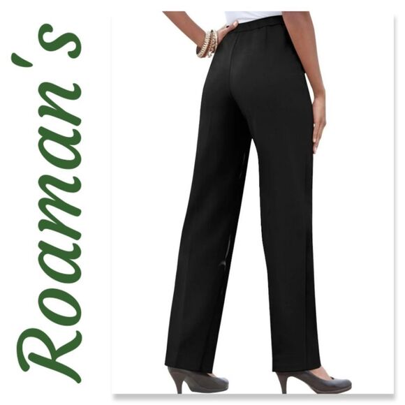 NWT Roaman's Women's Plus Size Classic Bend Over Pant Elastic Waist Pull On Dres - Picture 1 of 7